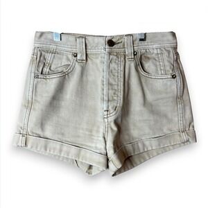 We The Free Jeans Shorts Womens Tan Khaki Denim US 24 UK 2 Button Fly Mid Rise